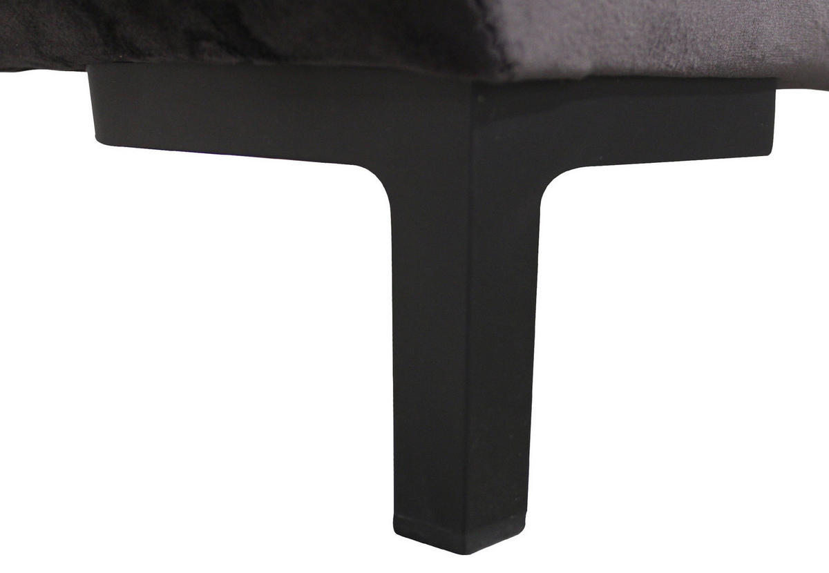 ECKSOFA in Velours Grau  187/277 cm  - Schwarz/Grau, Design, Textil/Metall (187/277cm) - Livetastic