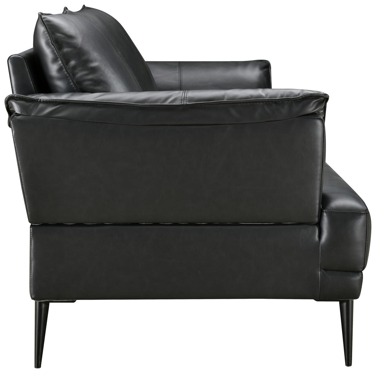 2-SITZER-SOFA Schwarz Echtleder Lederlook  - Schwarz, Design, Leder/Holz (195/87/90cm) - MID.YOU
