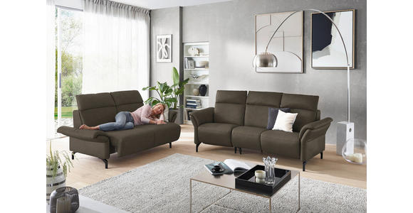 2-SITZER-SOFA in Leder Graubraun  - Graubraun/Schwarz, KONVENTIONELL, Leder/Metall (178/103/95cm) - Dieter Knoll