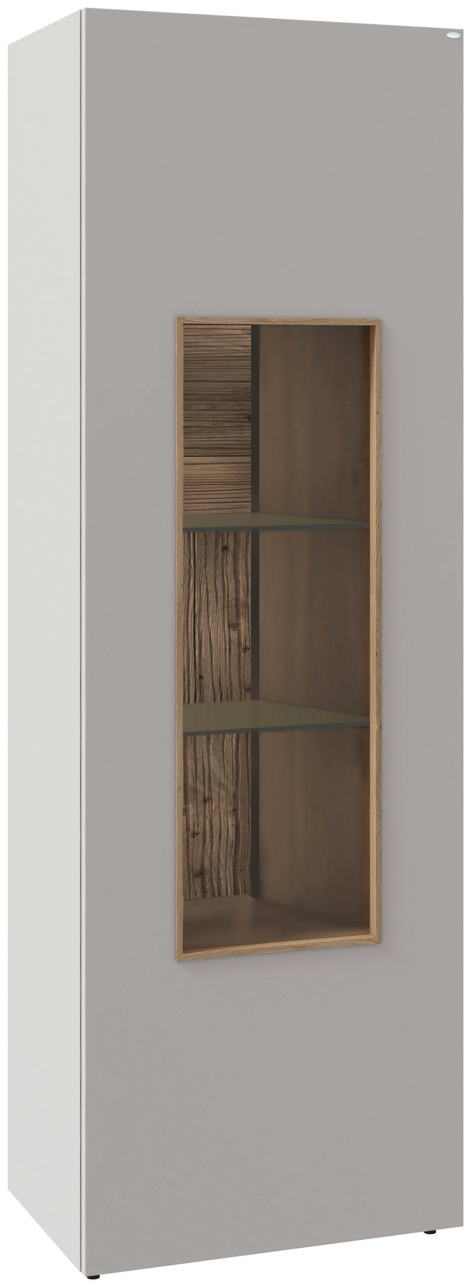 VITRINE  in furniert, mehrschichtige Massivholzplatte (Tischlerplatte) Wildeiche Taupe, Wildeiche - Taupe/Wildeiche, Design, Glas/Holz (63,8/194/42,9cm) - Voglauer