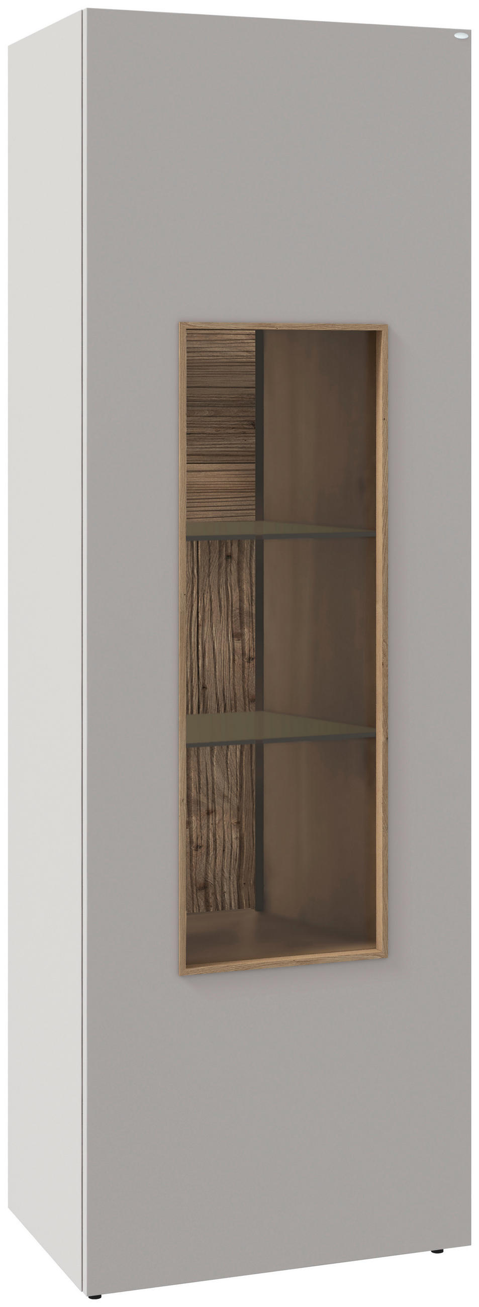 VITRINE  in furniert, mehrschichtige Massivholzplatte (Tischlerplatte) Wildeiche Taupe, Wildeiche - Taupe/Wildeiche, Design, Glas/Holz (63,8/194/42,9cm) - Voglauer