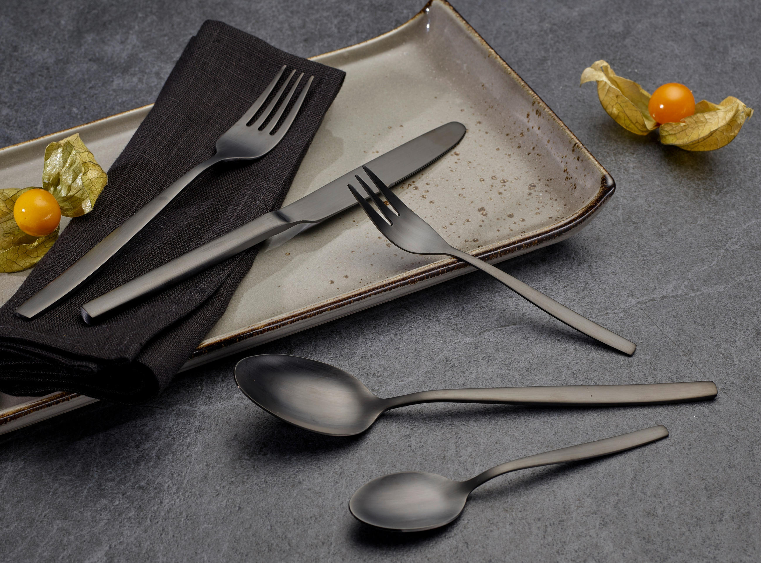 BESTECKSET Tavira 30-teilig Edelstahl  - Schwarz, Basics, Metall (1,22kg) - Echtwerk