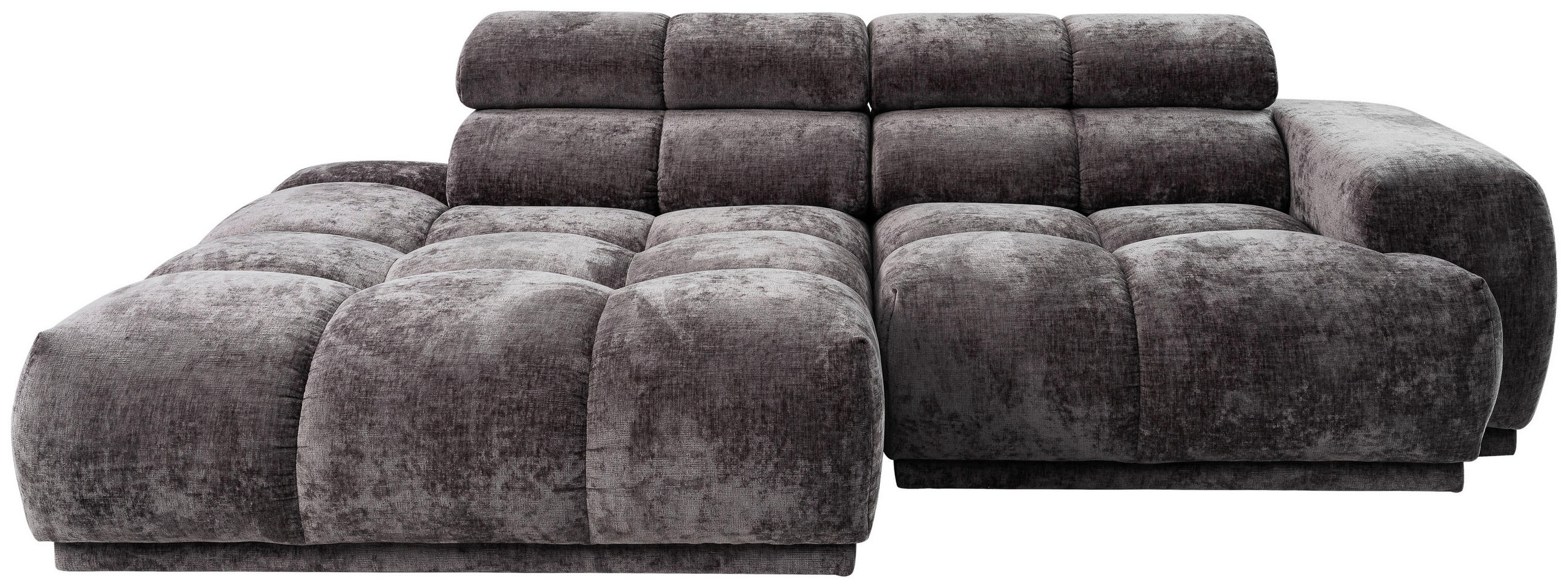 ECKSOFA 150/239 cm  in Flachgewebe Anthrazit Rücken echt, Kopfteilverstellung  150/239 cm  - Anthrazit, MODERN, Textil (150/239cm) - MID.YOU