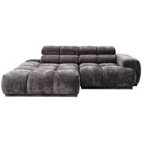 ECKSOFA 150/239 cm  in Flachgewebe Anthrazit Rücken echt, Kopfteilverstellung  150/239 cm  - Anthrazit, MODERN, Textil (150/239cm) - MID.YOU