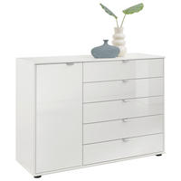 KOMMODE , 120/86/43 cm, 5 Schublade(n)  - Chromfarben/Schwarz, Design, Glas/Holzwerkstoff (120/86/43cm) - Dieter Knoll