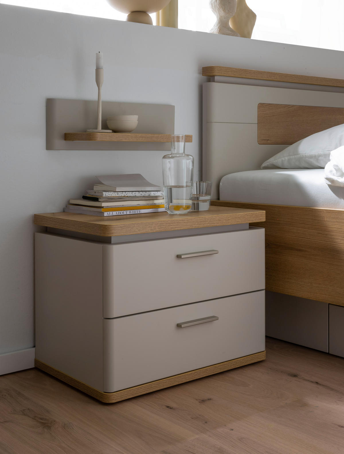 NACHTSCHRANK 60/48/41 cm  - Kaschmir/Eichefarben, Design, Holzwerkstoff/Metall (60/48/41cm) - Venda