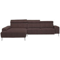 ECKSOFA Braun Webstoff  - Alufarben/Braun, Design, Textil/Metall (205/308cm) - Sedda