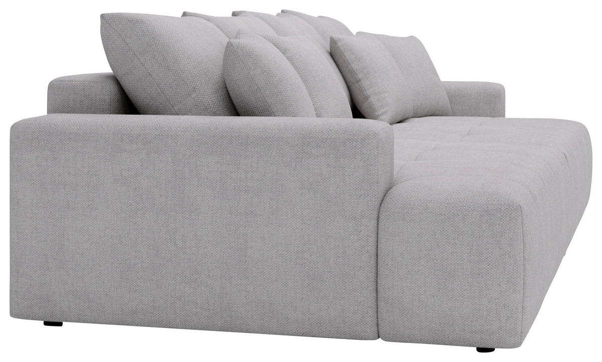 BIGSOFA ADELE in Chenille Hellgrau  - Hellgrau/Schwarz, Design, Kunststoff/Textil (270/85/136cm) - Livetastic