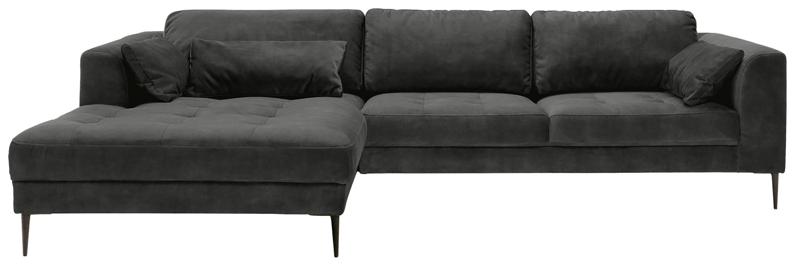 ECKSOFA in Mikrofaser Anthrazit - Anthrazit/Schwarz, Modern, Textil (168/280cm) - Trendmanufaktur