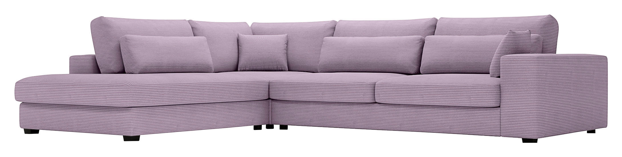 ECKSOFA in Cord Violett  - Violett/Schwarz, Konventionell, Kunststoff/Textil (250/314cm) - Carryhome