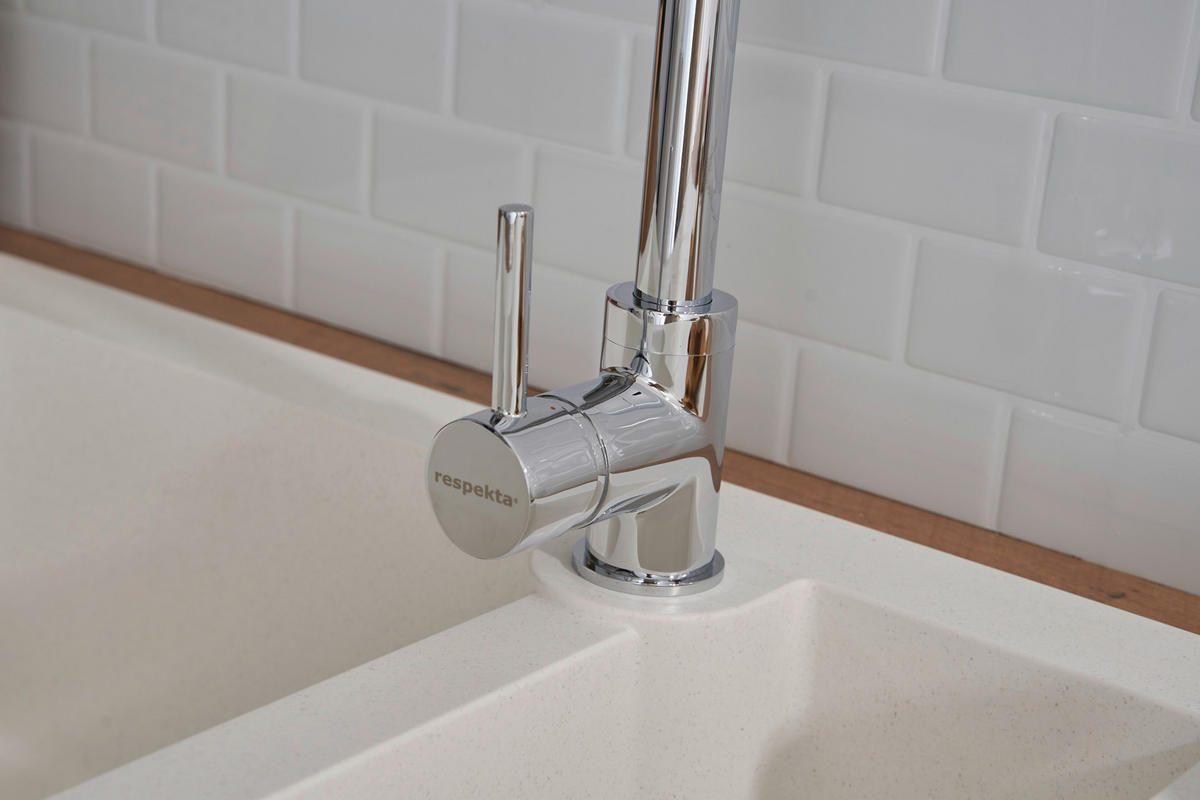 SPÜLE 1712ALINEO100X50W  - Weiß, Trend, Stein (100/21/50cm) - Respekta