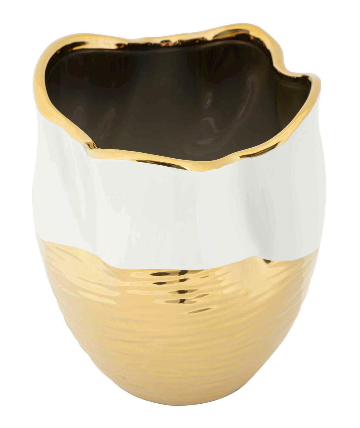 Vase Lux  - Goldfarben/Weiß, Basics, Keramik (20/25/20cm)