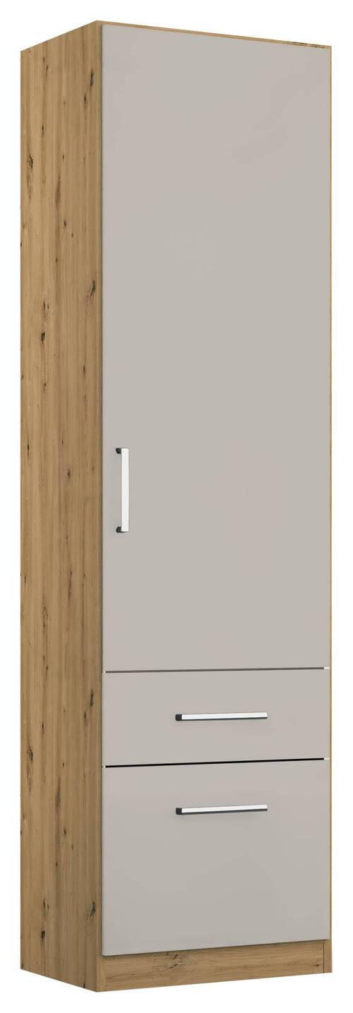 DREHTÜRENSCHRANK 47/197/54 cm 1-türig Hellgrau, Eiche Artisan  - Chromfarben/Hellgrau, MODERN, Holzwerkstoff/Kunststoff (47/197/54cm) - Rauch Möbel