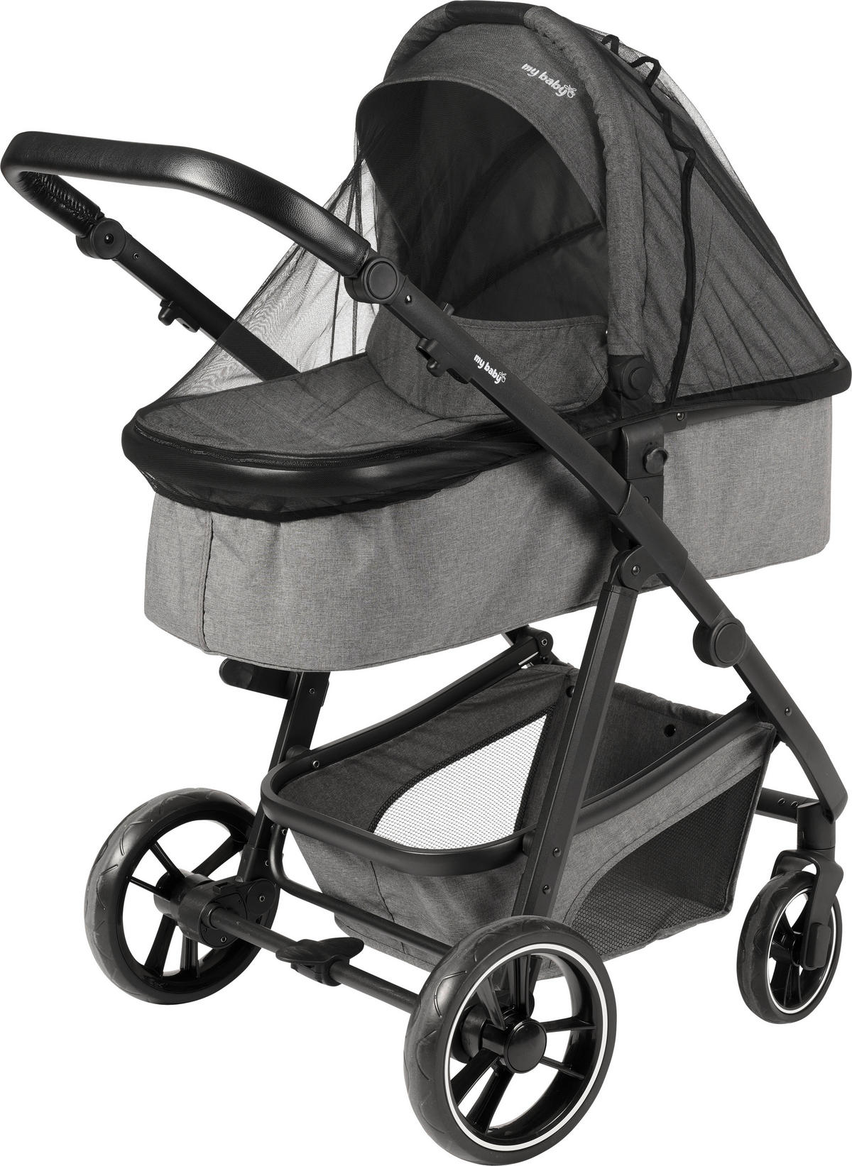 KINDERWAGENSET  Korfu   - Dunkelgrau/Schwarz, Basics, Kunststoff/Textil - My Baby Lou
