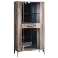 VITRIN tölgyfa színű, világosbarna  - tölgyfa színű/mokka, Basics, faalapú anyag/üveg (97/184/42cm) - Novel