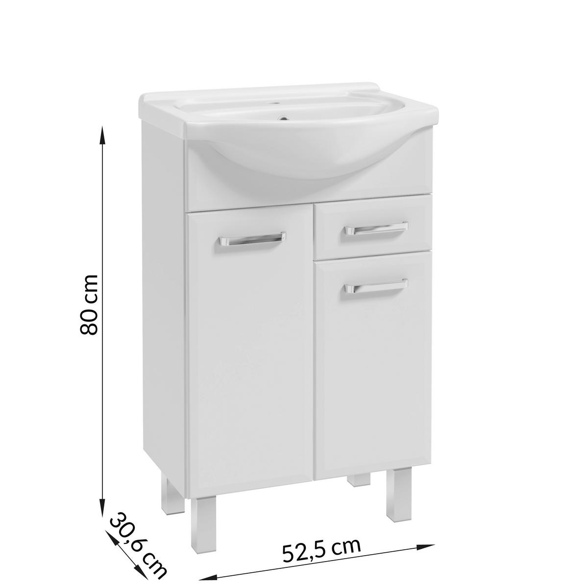 WASCHTISCHKOMBI 55 cm  - Chromfarben/Weiß, MODERN, Keramik/Holzwerkstoff (55cm) - MID.YOU