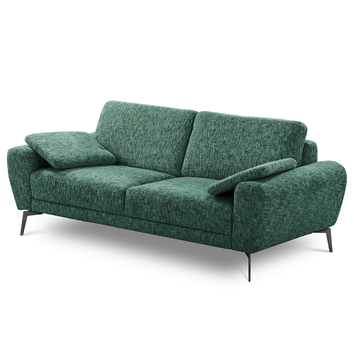 3-SITZER-SOFA Webstoff Grün  - Schwarz/Grün, Design, Textil/Metall (187/85/92cm) - Livetastic