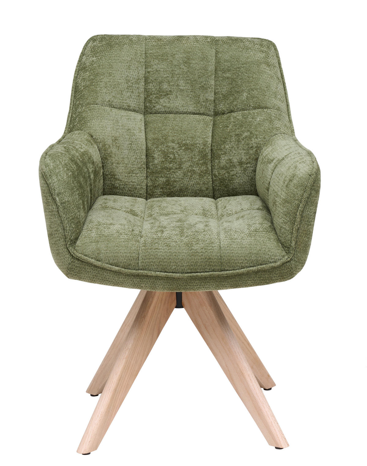 ARMLEHNSTUHL  Sitzfläche 360° drehbar Chenille  - Eichefarben/Grün, Basics, Holz/Textil (64/85/62cm) - Livetastic