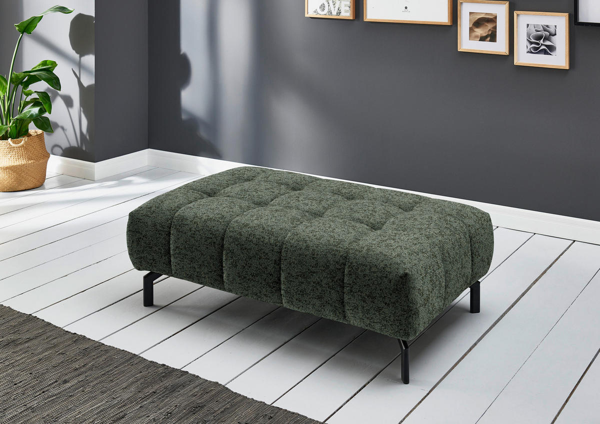 ECKSOFA in Chenille Grün  190/329 cm  - Schwarz/Grün, Design, Textil/Metall (190/329cm) - Beldomo Style