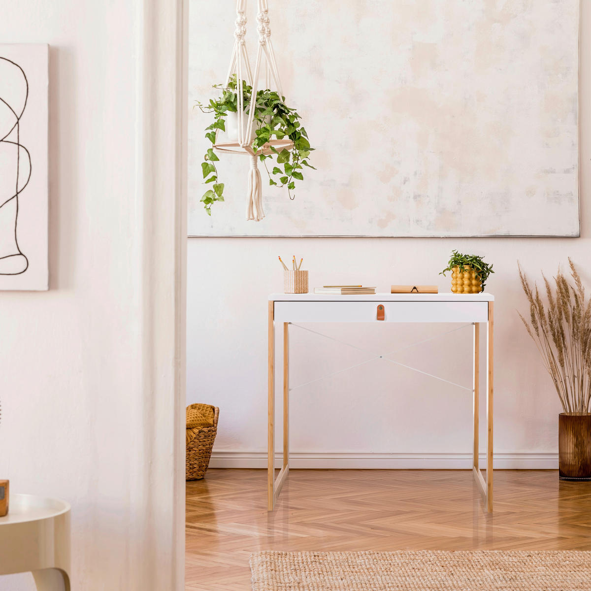 SKRIVBORD 80/75/42 cm  i vit  - vit, Modern, trämaterial/trä (80/75/42cm) - MID.YOU