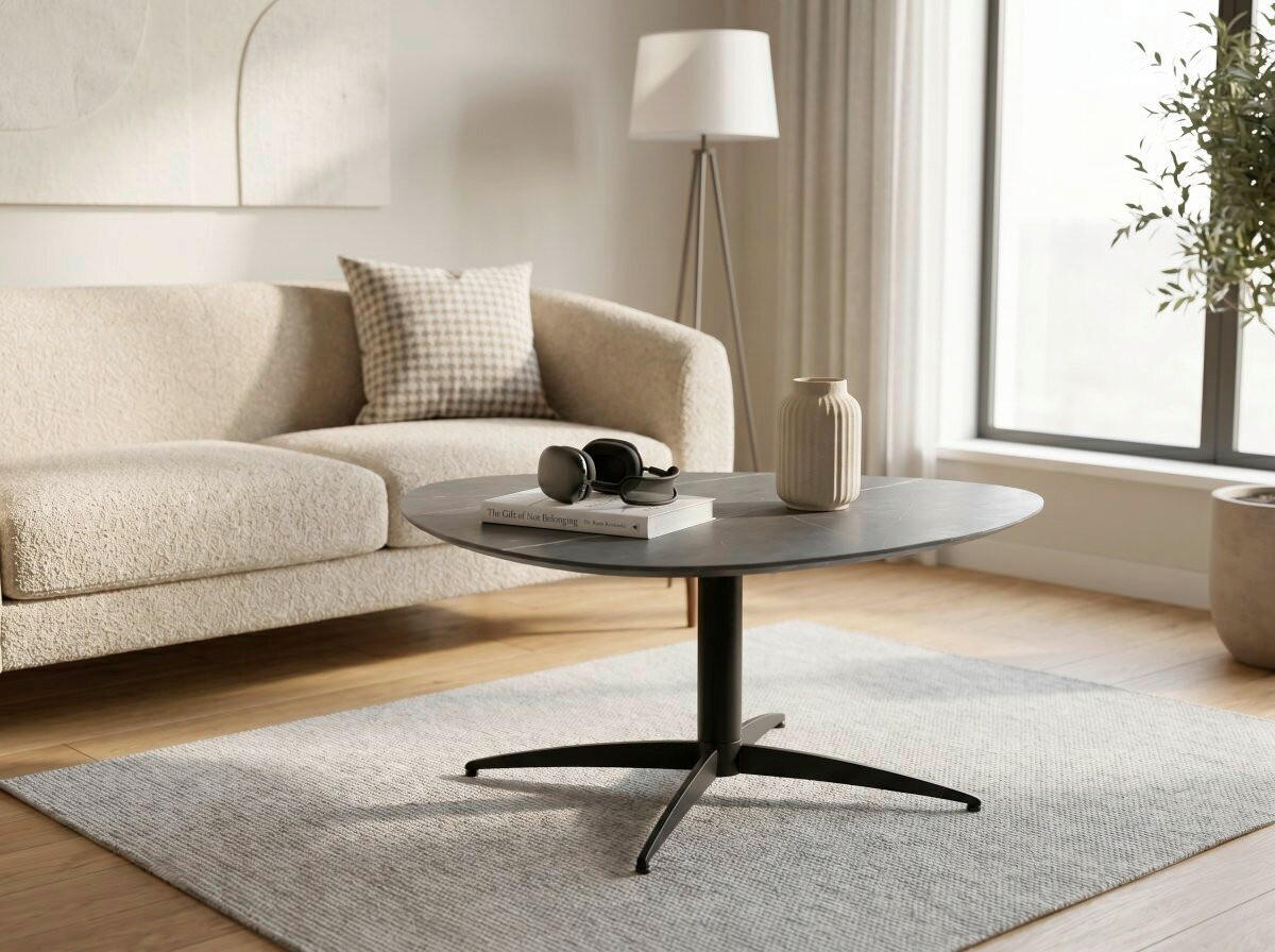 COUCHTISCH - Schwarz/Grau, Design, Stein/Metall (75/75/40cm) - Xora