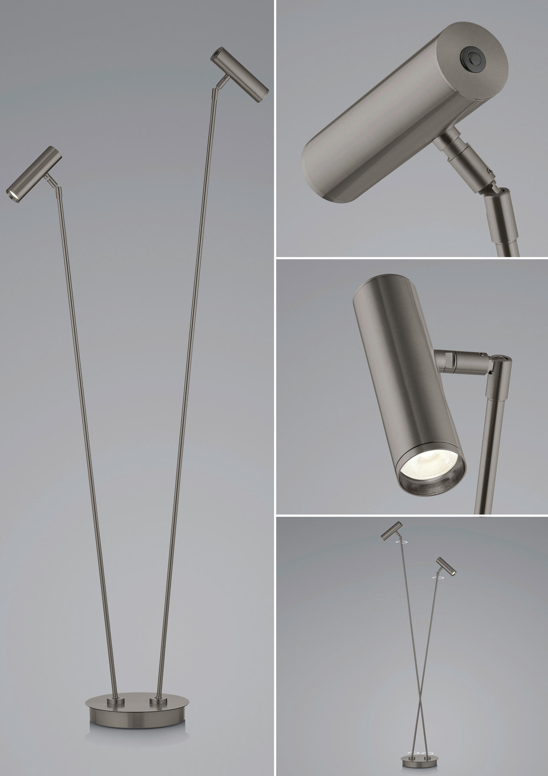 LED-STEHLEUCHTE Tom Pro 95.8/137 cm   - Bronzefarben, MODERN, Metall (95.8/137cm) - Hell