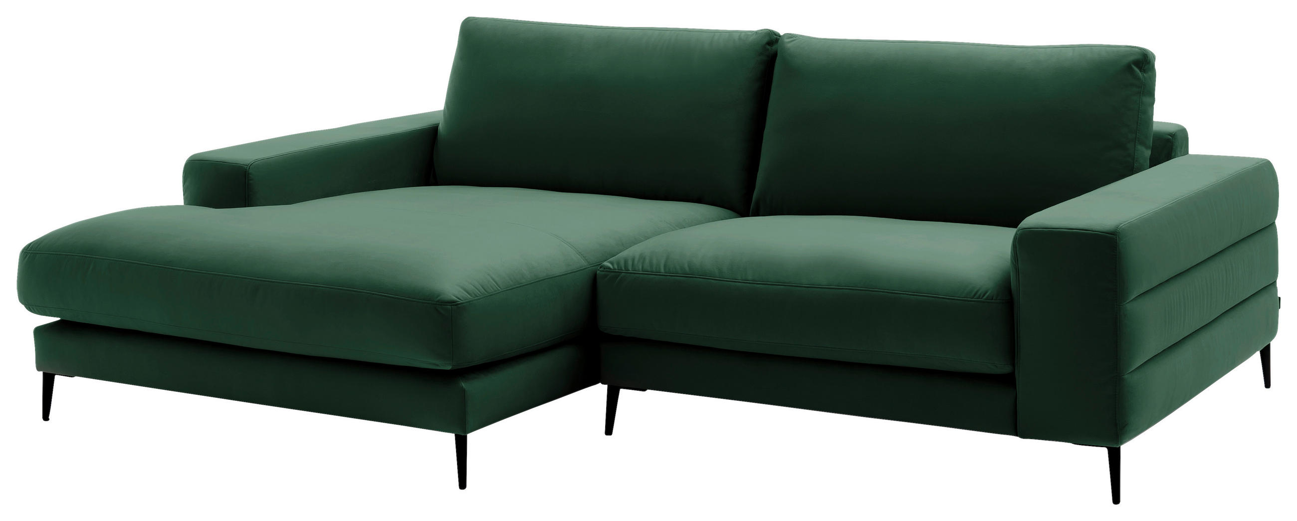 ECKSOFA  in Velours Smaragdgrün  177/253 cm  - Smaragdgrün/Schwarz, Design, Textil/Metall (177/253cm) - Dieter Knoll