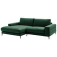 ECKSOFA  in Velours Smaragdgrün  177/253 cm  - Smaragdgrün/Schwarz, Design, Textil/Metall (177/253cm) - Dieter Knoll