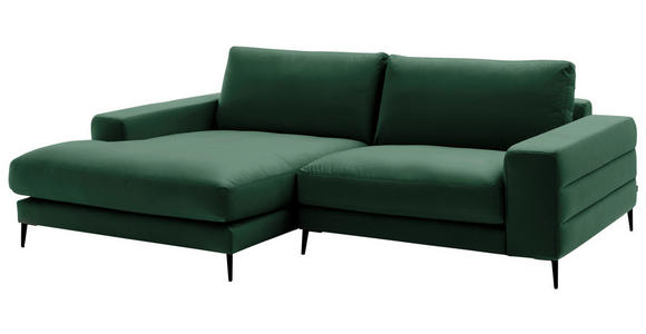 ECKSOFA  in Velours Smaragdgrün  177/253 cm  - Smaragdgrün/Schwarz, Design, Textil/Metall (177/253cm) - Dieter Knoll
