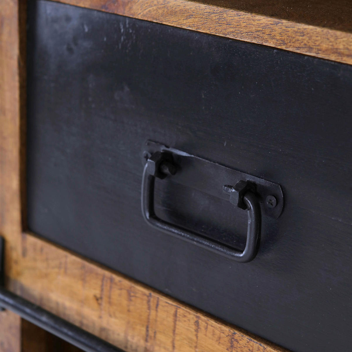 SIDEBOARD  in 145/85/45 cm  - Schwarz/Naturfarben, ROMANTIK / LANDHAUS, Holz/Metall (145/85/45cm) - Landscape