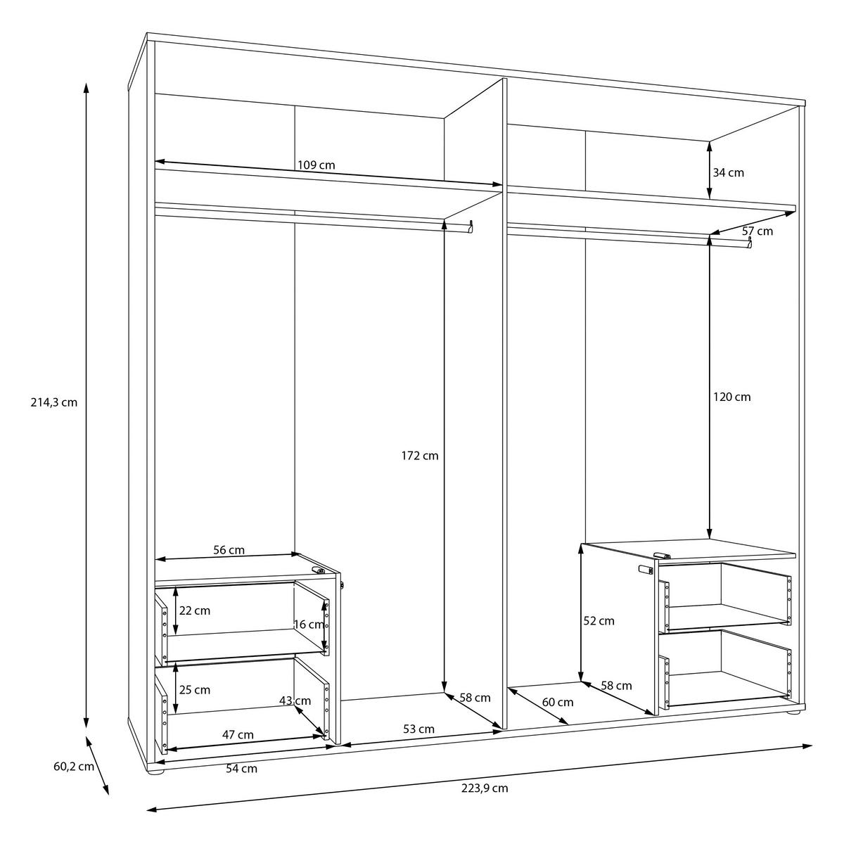 DREHTÜRENSCHRANK 224/214/60 cm,  in Weiß, Weiß Hochglanz, 4-türig  - Weiß Hochglanz/Weiß, Trend, Holzwerkstoff (224/214/60cm) - Carryhome