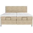 BOXSPRINGBETT 200/200 cm,  in Beige, Matratze, Topper, motorische Verstellbarkeit, Fernbedienung, H3 + H3 = fest  - Chromfarben/Beige, KONVENTIONELL, Kunststoff/Textil (200/200cm) - Voleo