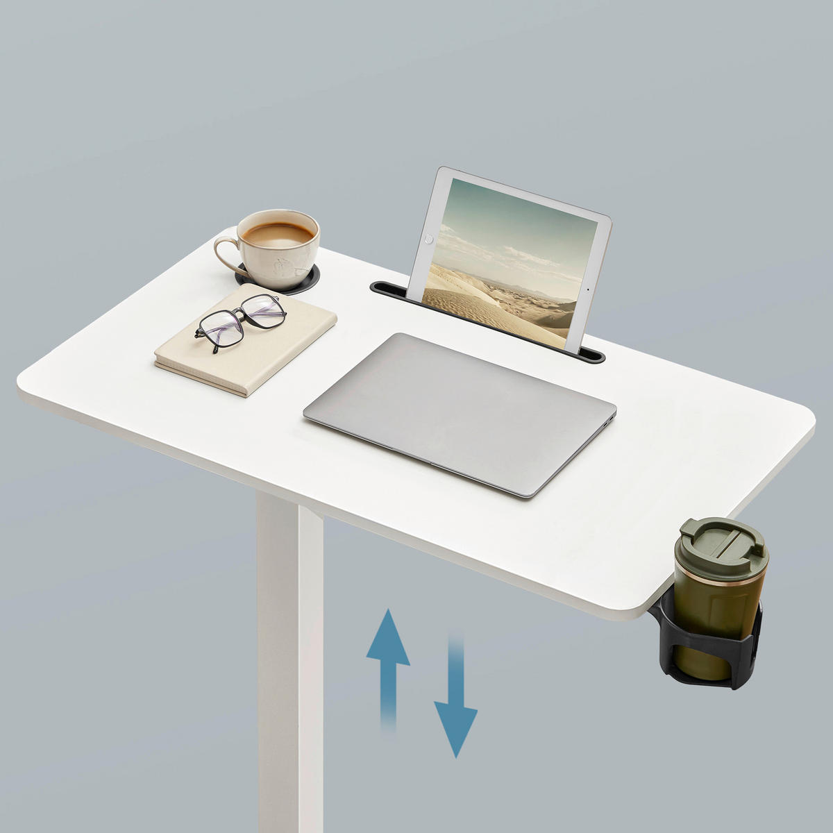 LAPTOPTISCH 80/45/65-102 cm Weiß höhenverstellbar, Kabeldurchlass, Getränkehalter  - Weiß, Basics, Holzwerkstoff/Kunststoff (80/45/65-102cm) - Boxxx
