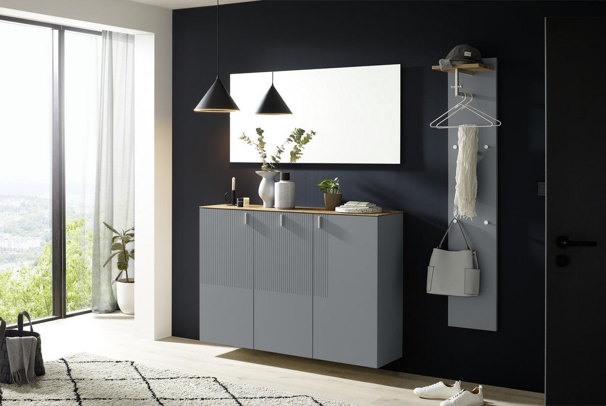 HÄNGESCHUHSCHRANK Eiche furniert Grau, Eichefarben  - Eichefarben/Grau, Design, Holz/Holzwerkstoff (139/94/36cm) - Dieter Knoll
