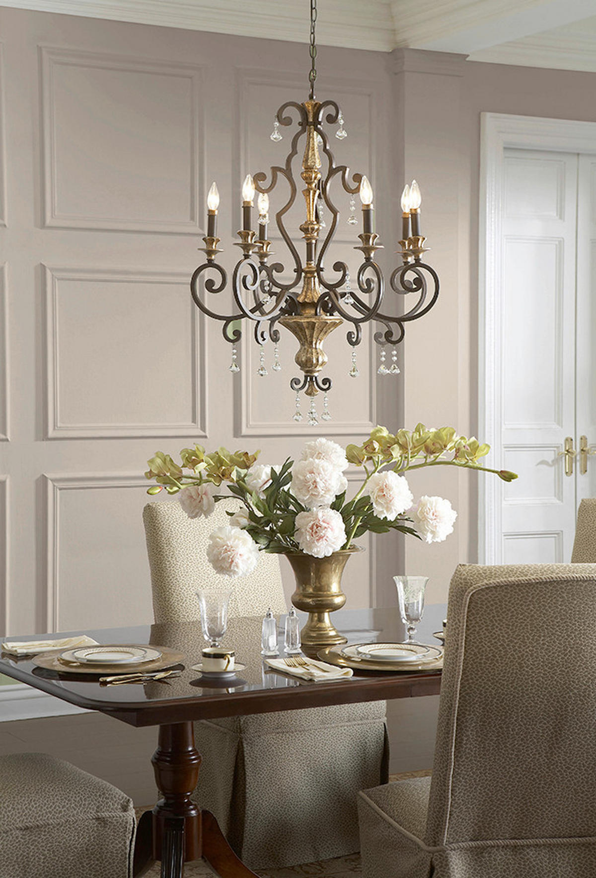 KRONLEUCHTER 71,1/105,5 cm    - Bronzefarben, Konventionell, Glas/Metall (71,1/105,5cm) - Elstead Lighting