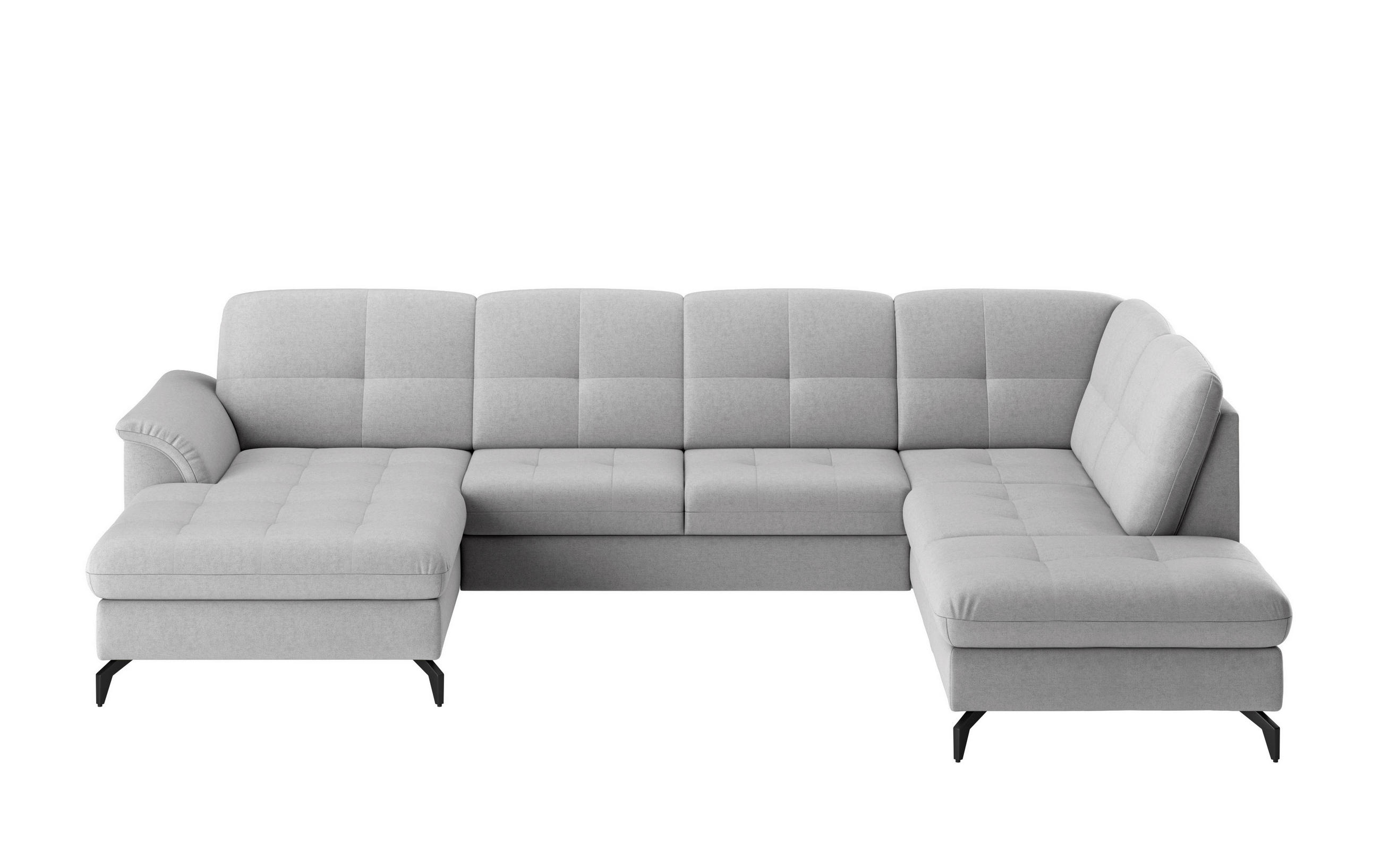 WOHNLANDSCHAFT in Flachgewebe Hellgrau  - Hellgrau/Schwarz, Modern, Textil/Metall (164/319/212cm) - Sit & More