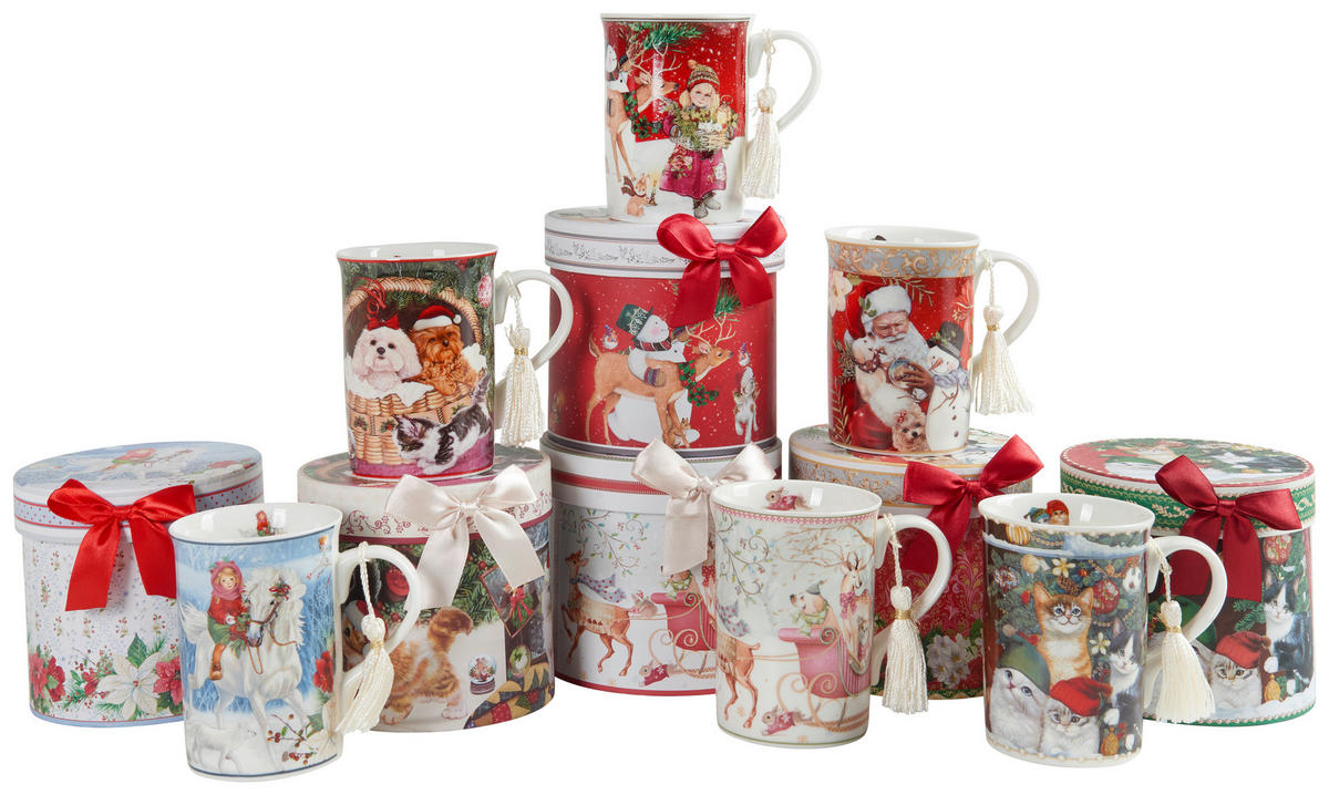 KAFFEEBECHER  320 ml   - Multicolor, LIFESTYLE, Keramik (0,32l) - X-Mas