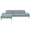 ECKSOFA in Chenille Pastellblau  - Pastellblau/Schwarz, Design, Textil/Metall (188/319cm) - Beldomo System