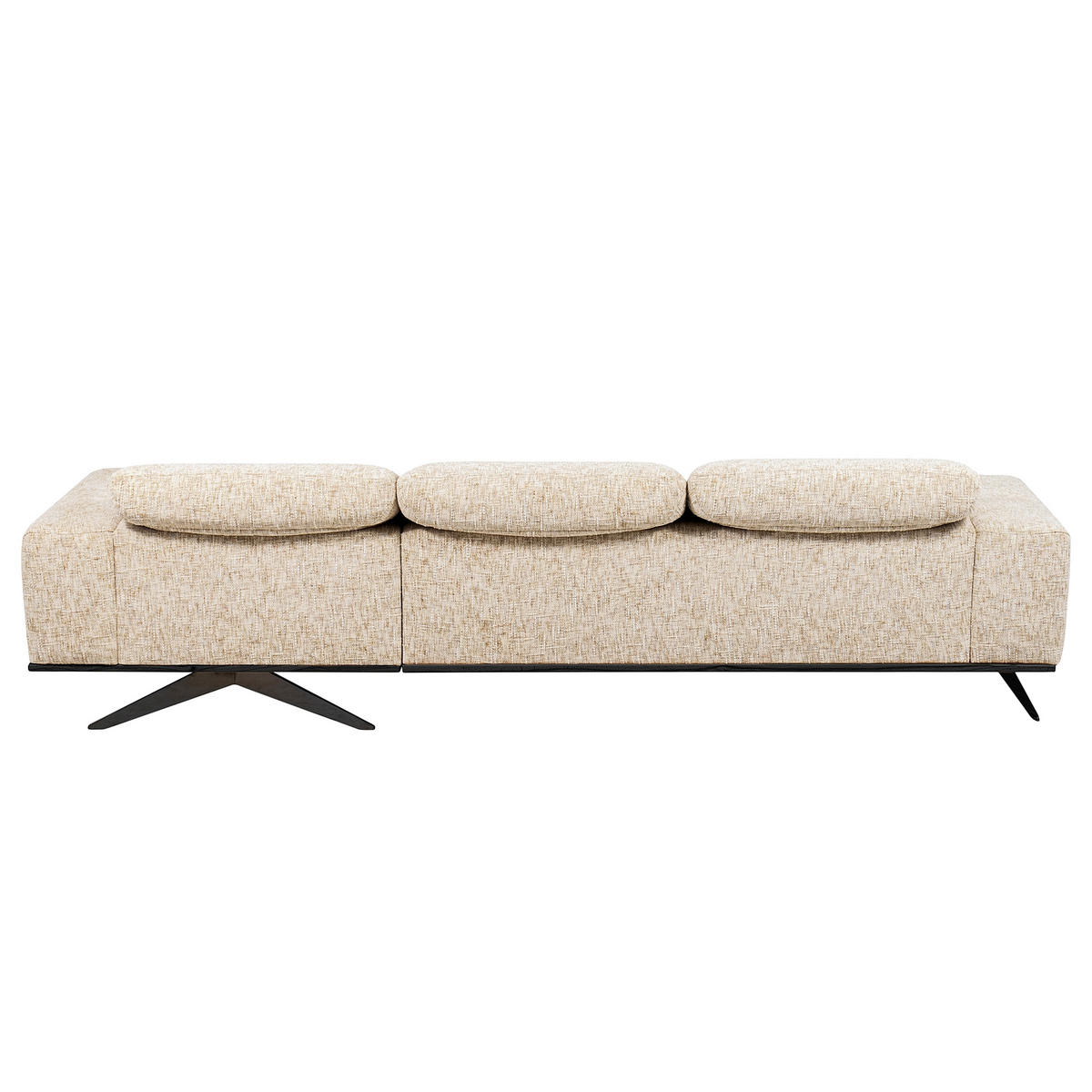 ECKSOFA PORTLAND in Struktur Beige Kopfteilverstellung  295/187 cm  - Beige/Schwarz, Design, Holz/Textil (295/187cm) - Livetastic