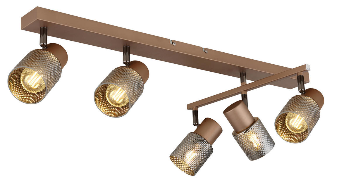 BODOVÉ SVÍTIDLO, 40 W/E14, 85/49,5/12 cm - šedá/hnědá, Lifestyle, kov/sklo (85/49,5/12cm) - Globo