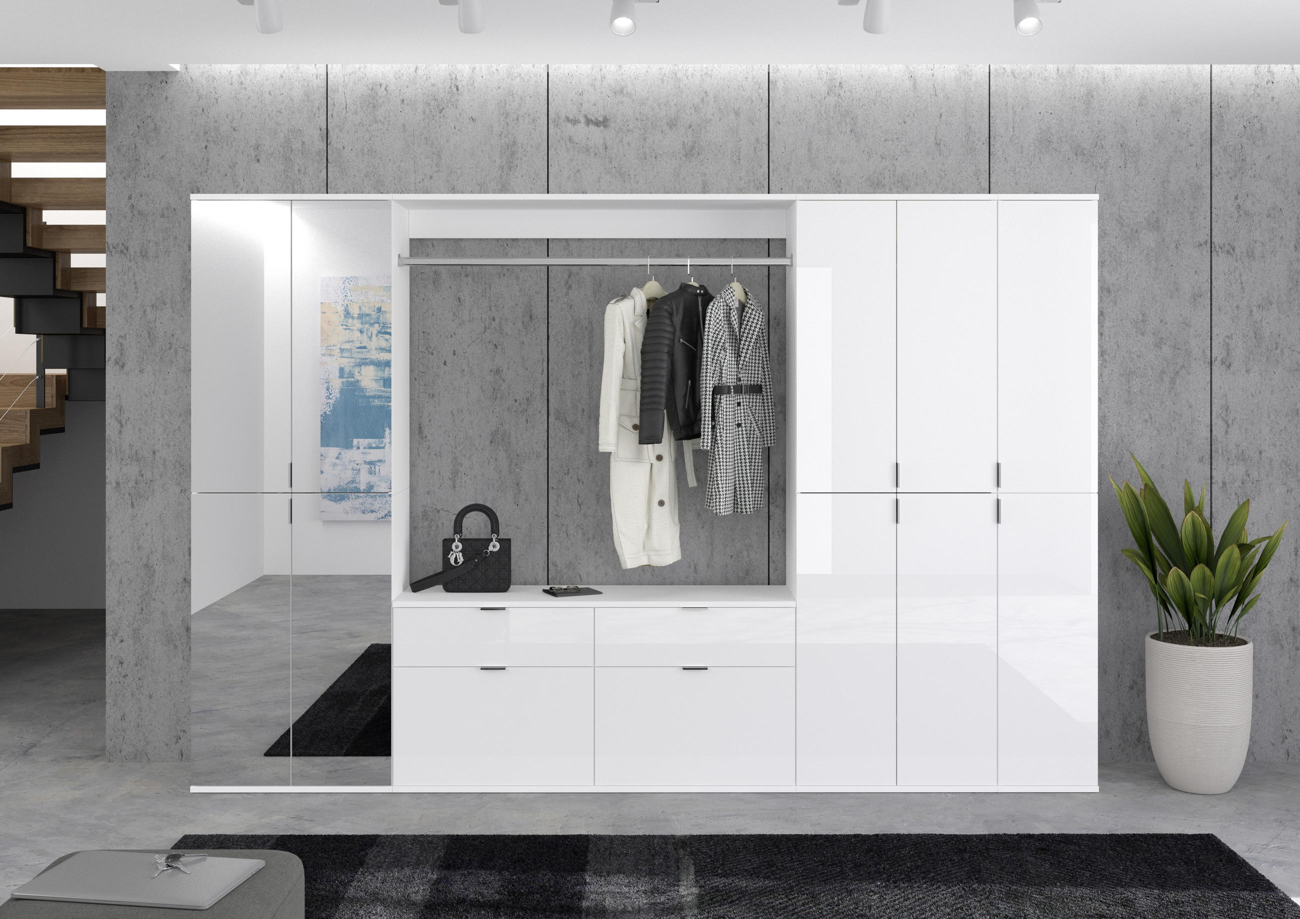 GARDEROBE 2-teilig in 120/173,8-11,4/37 cm - Weiß, MODERN (120/173,8-11,4/37cm) - MID.YOU