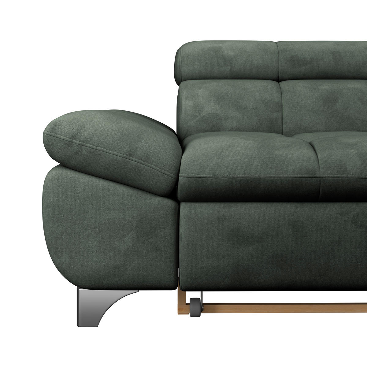 ECKSOFA Grün Chenille  - Chromfarben/Grün, KONVENTIONELL, Textil/Metall (312/234cm) - Livetastic
