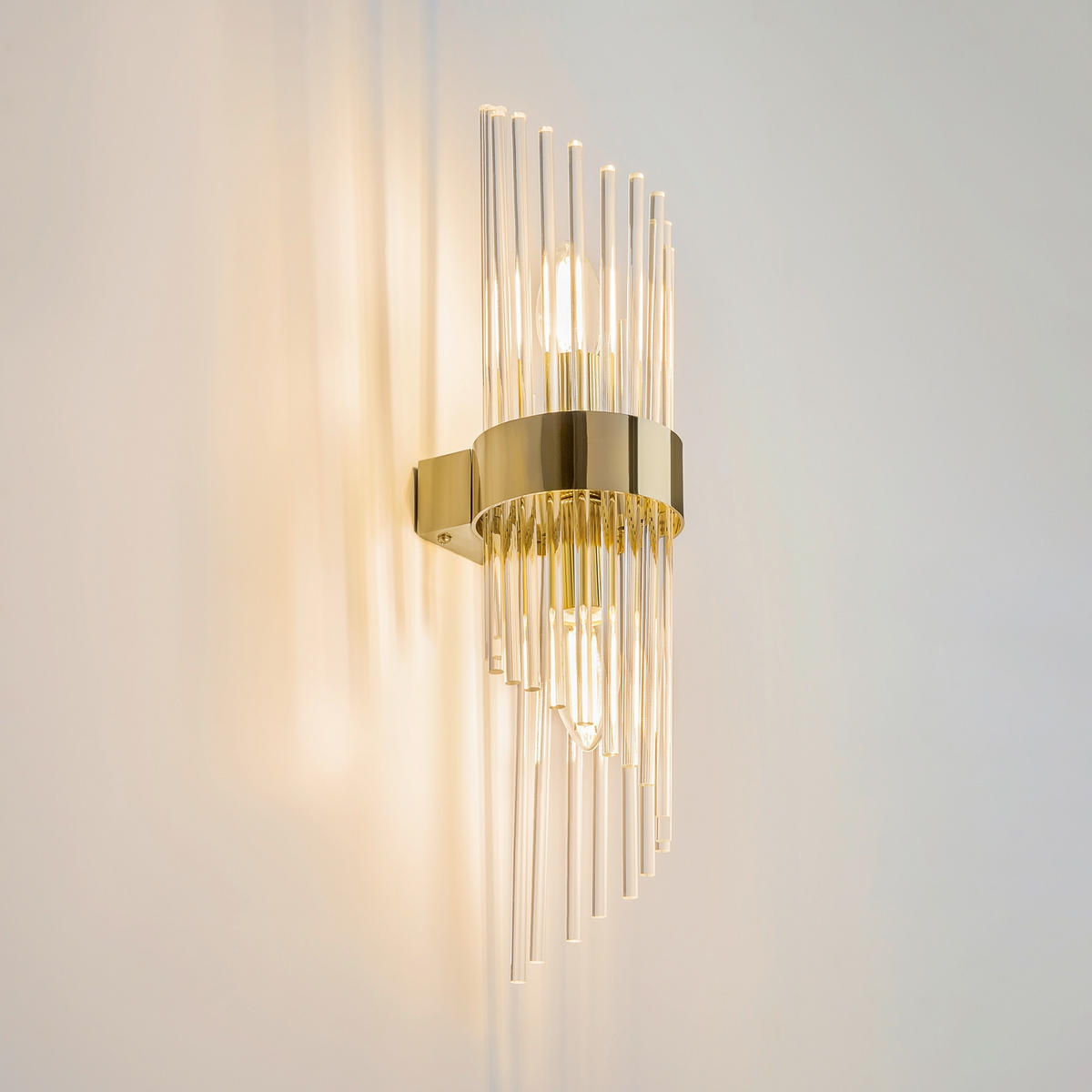 VÄGGLAMPA Modern 12,5/10,4/46,2 cm   - vit/mässingsfärgad, Design, metall/glas (12,5/10,4/46,2cm) - MAYTONI