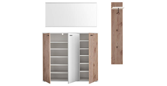 SCHUHSCHRANK 132/118/37 cm - Eichefarben/Anthrazit, Design, Holzwerkstoff/Metall (132/118/37cm) - Voleo
