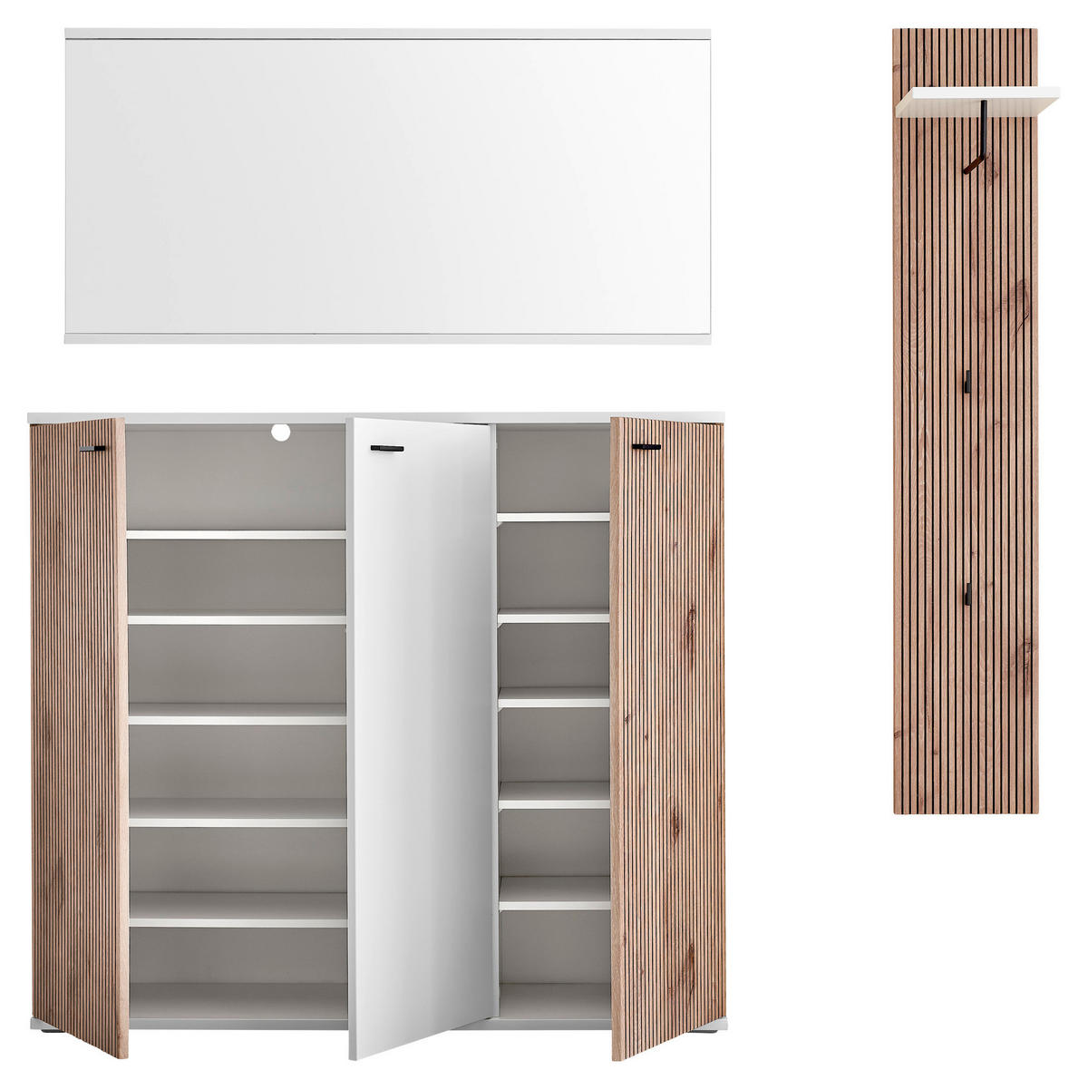 GARDEROBE 3-teilig  in 172/198/37 cm  - Weiss/Eichefarben, Design, Holzwerkstoff (172/198/37cm) - Voleo