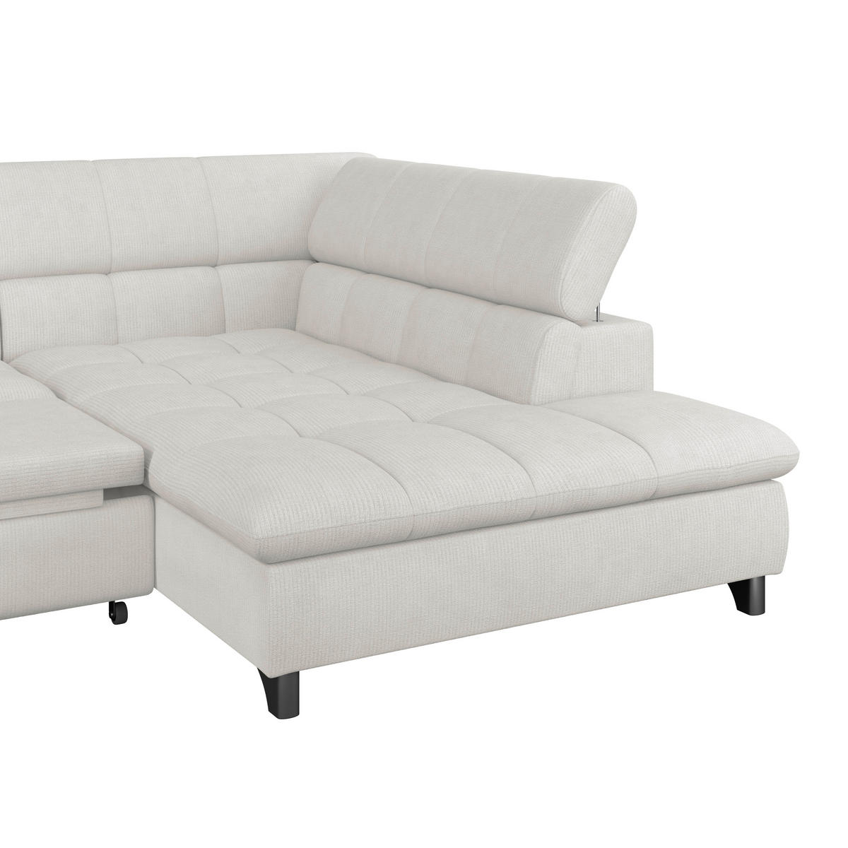 ECKSOFA Creme Chenille  - Chromfarben/Creme, KONVENTIONELL, Textil/Metall (312/234cm) - Livetastic