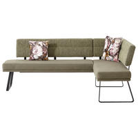 ECKBANK 225/169 cm Mikrofaser Schwarz, Olivgrün Metall   - Schwarz/Olivgrün, Design, Textil/Metall (225/169cm) - Dieter Knoll