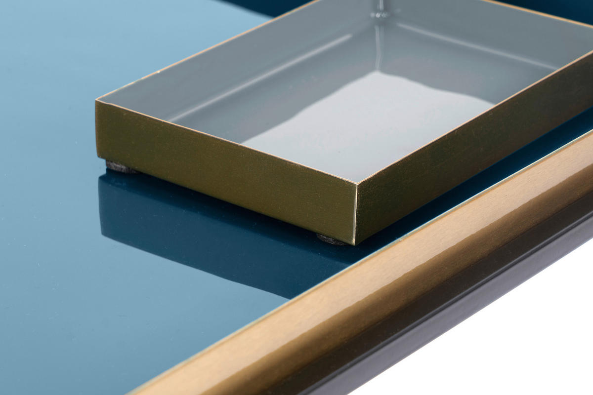 BEISTELLTISCH 40/40/40 cm Blau, Grau, Orange quadratisch  - Blau/Schwarz, Design, Metall (40/40/40cm) - Kayoom