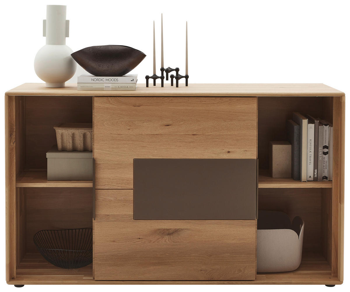 SIDEBOARD  in 164/95,8/44,2 cm  - Wildeiche/Schwarz, Natur, Glas/Holz (164/95,8/44,2cm) - Valnatura