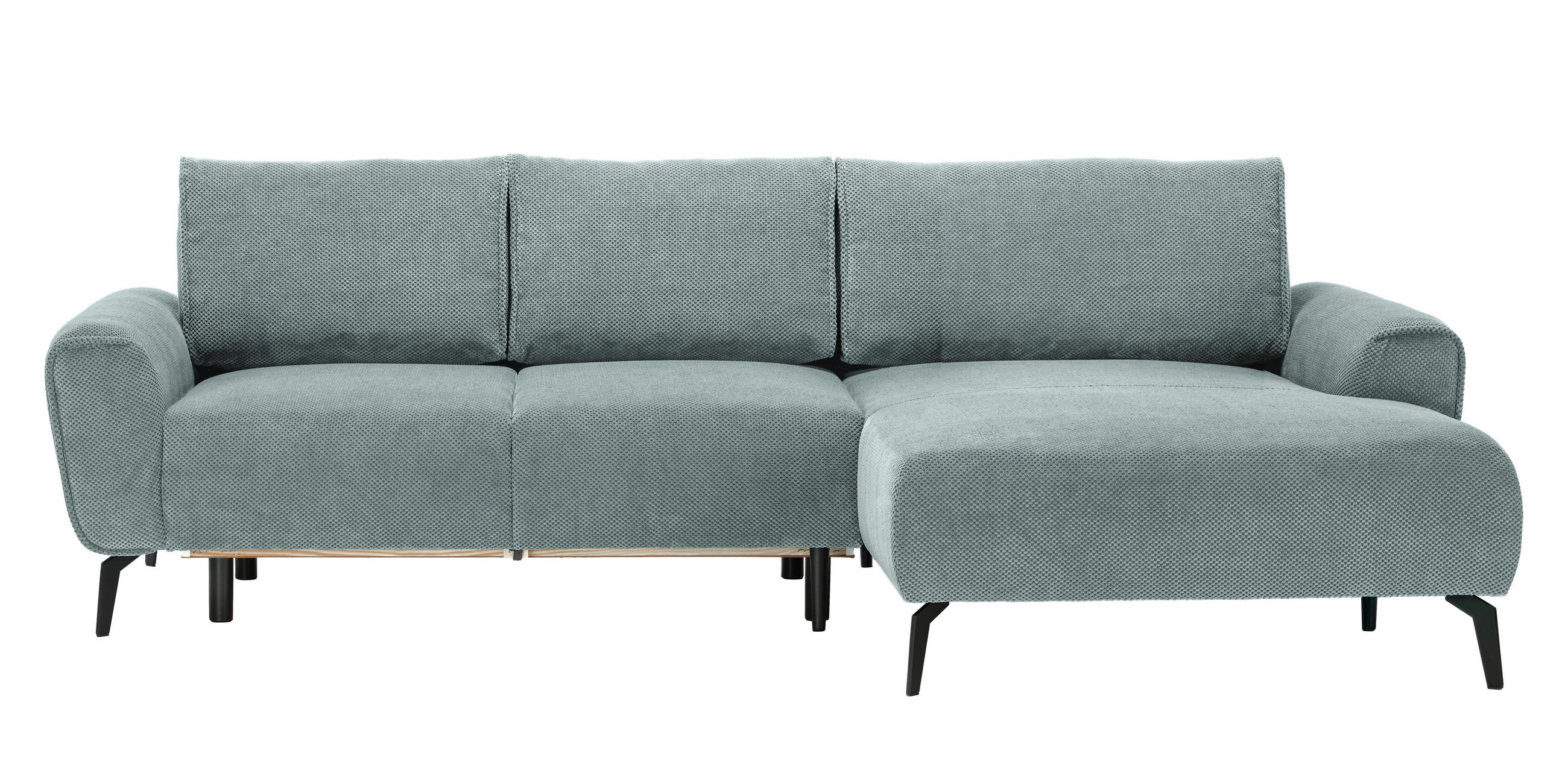 ECKSOFA in Webstoff Mintgrün  - Schwarz/Mintgrün, Design, Textil/Metall (272/170cm) - Welnova